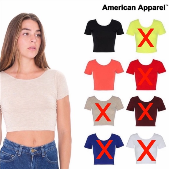 American Apparel Spandex Short Sleeve Crop Top Shirt BLACK Size Small - Picture 2 of 5